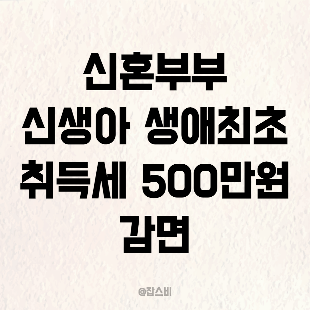 신생아 생애 첫 주택, 신혼부부 취득세 500만원 감면