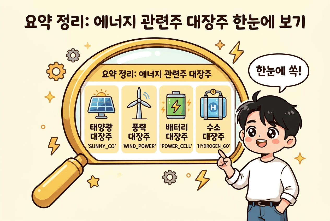 요약 정리: 에너지 관련주 대장주 한눈에 보기